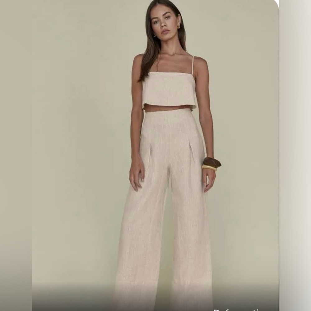 Reformation Cleo Linen Two Piece, Oatmeal, size 2, perfect condition
